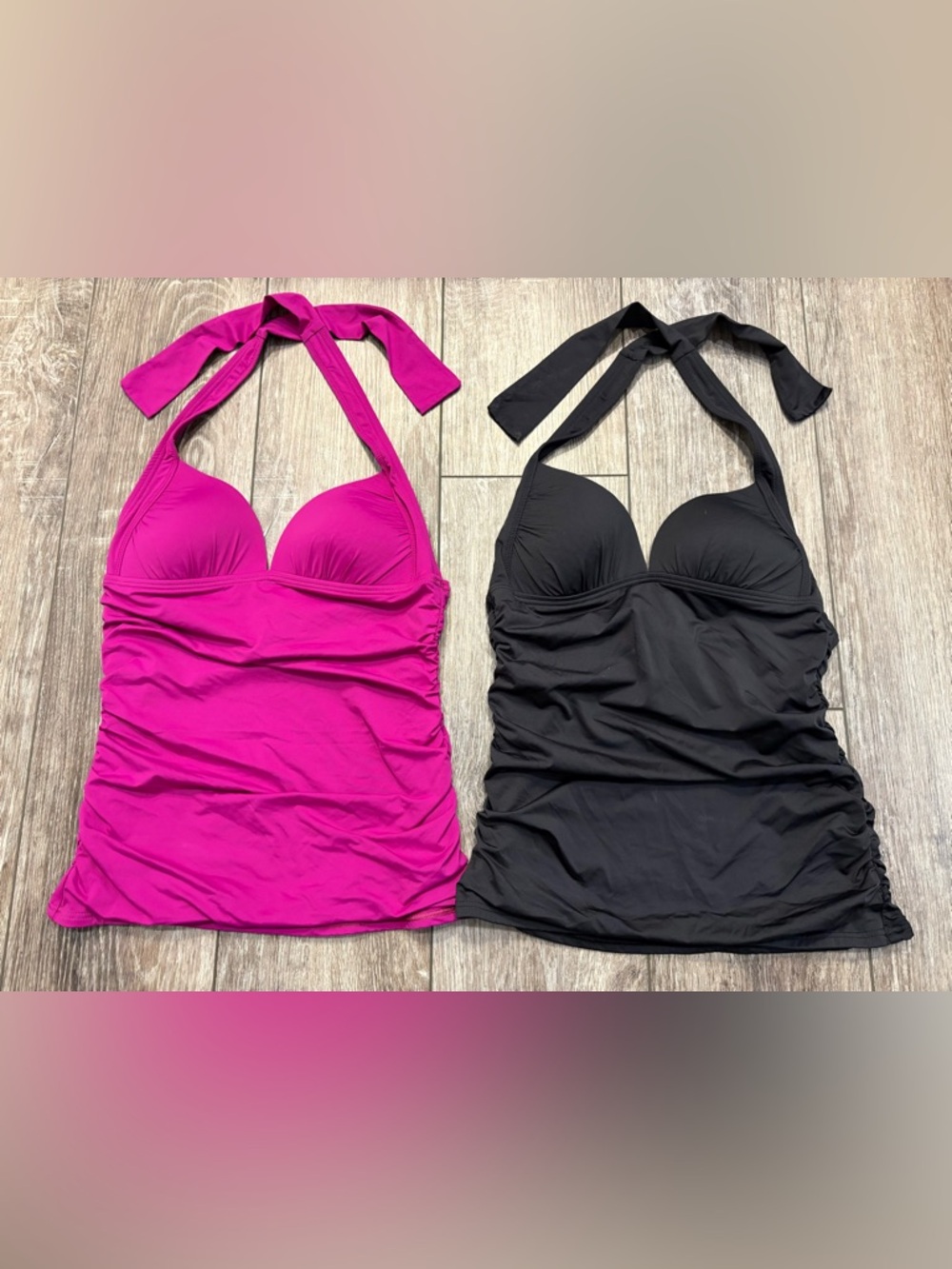 Tommy Bahama Halter Shirred Long Tankini Tops- Set of 2- Both Size XS